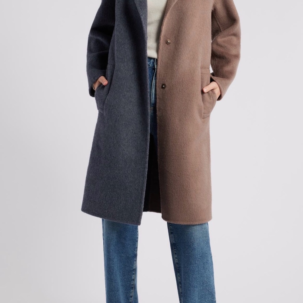NWT Rails Two-Tone Wool Blend Coat in Brown and Gray